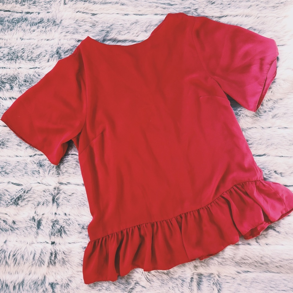 Asos red peplum blouse
